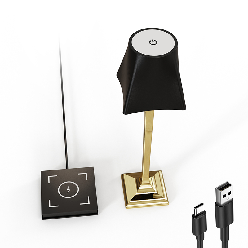 Modern High-End Aluminum Wireless Charging Table Lamp, Suitable for Restaurants and Hotels.