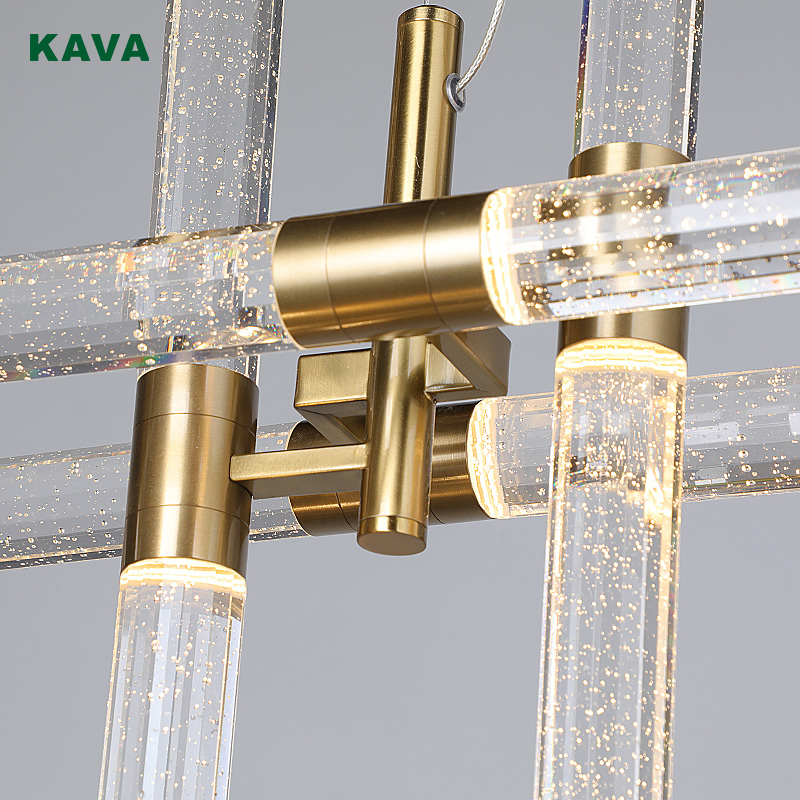 Indoor Home Decor Living Room Bedroom Pendant Light Hanging Light Round Shape Modern Luxury Clear Crystal Hotel Copper Color LED Chandelier