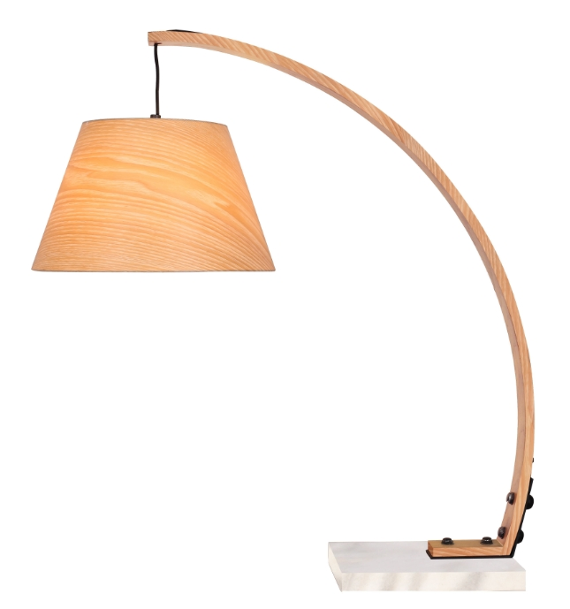 Hotel Home Solid Wood Desk Table Lamp with Veneer Shade