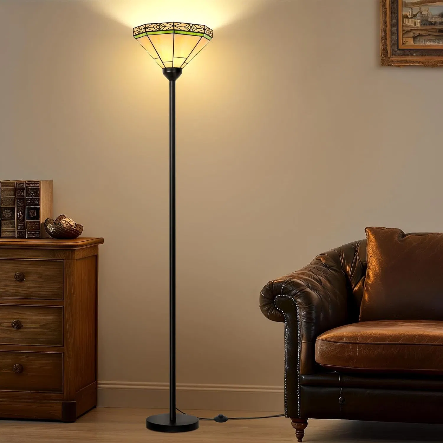 Glass Shade Home Decoration Modern Floor Lamp for Living Room with Foot Switch