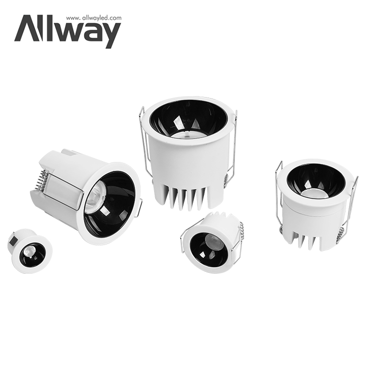 Allway Factory Direct Sale Anti Glare Black White Downlight Ceiling Housing 3W LED Down Lamp