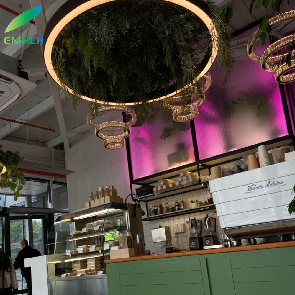 Modern Green Plants Round Circle LED Pendant Linear Light