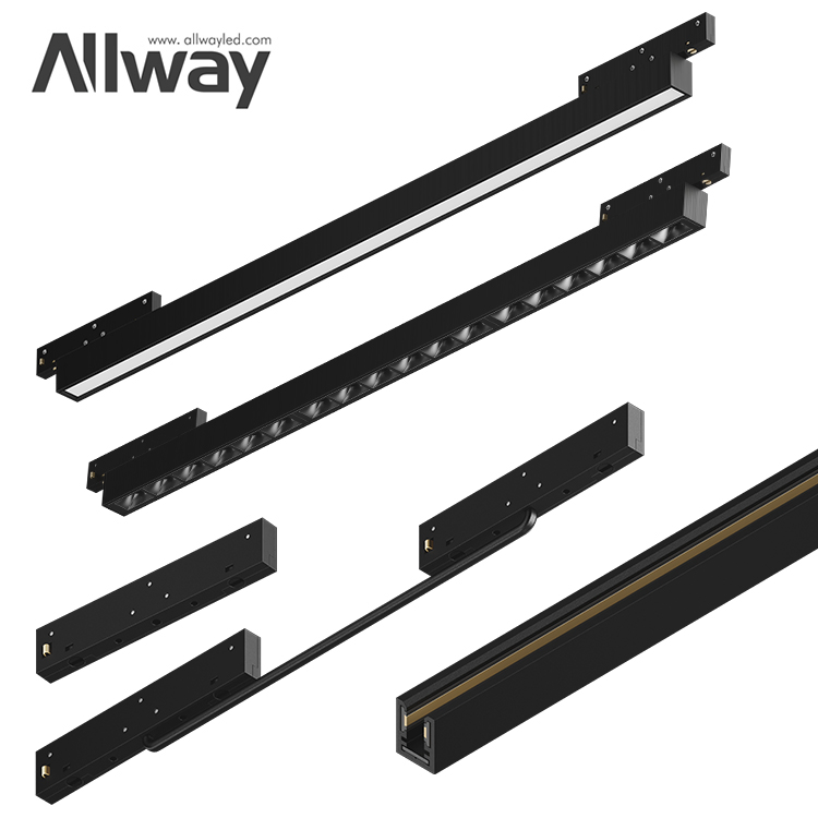 Modern Magnetic LED Track Lighting for Dual Aluminum Rail Systems
