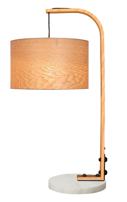 Hotel Home Solid Wood Desk Table Lamp with Veneer Shade