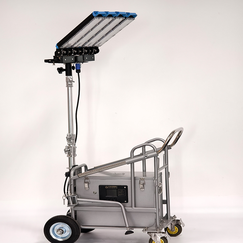 Multi-Angle Industrial Mobile Balloon Light with Cart &amp; Battery Packs