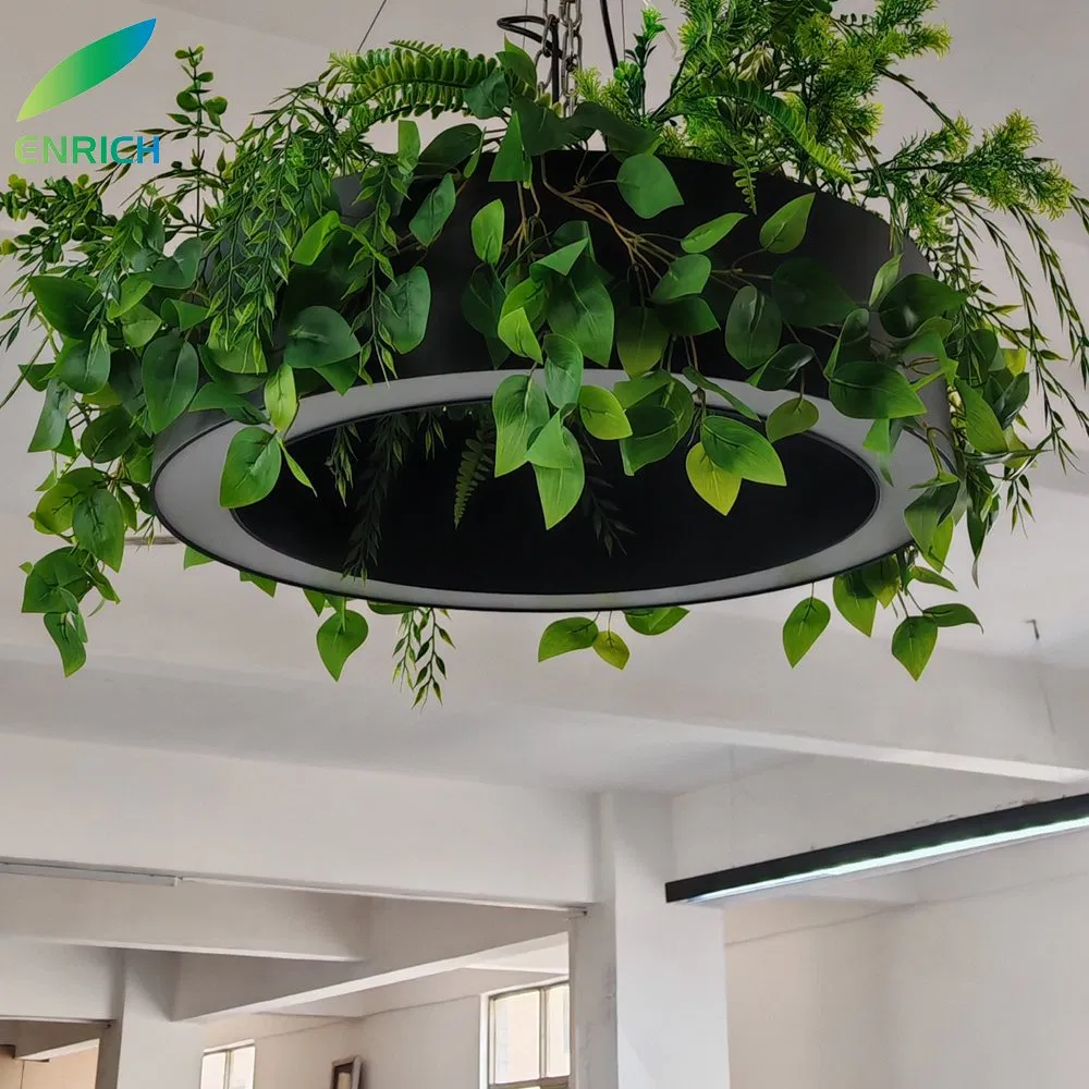 Modern Green Plants Round Circle LED Pendant Linear Light