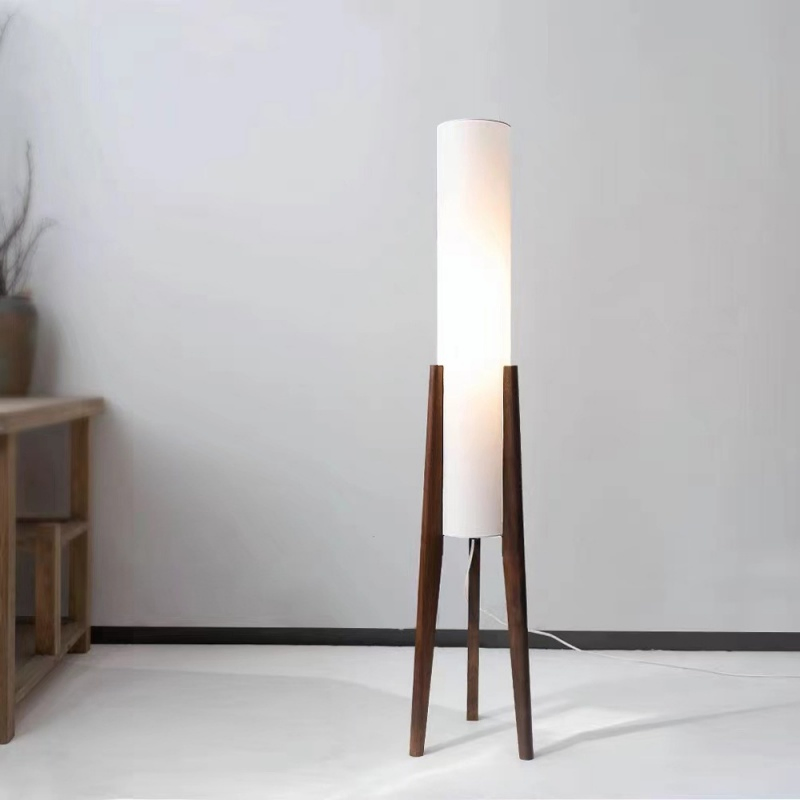 Hot Sale Nordic Wood Fabric Tripod LED Floor Lamp Japanese Retro Indoor Design Home Decoration Living Room Floor Light (ZY-L194)