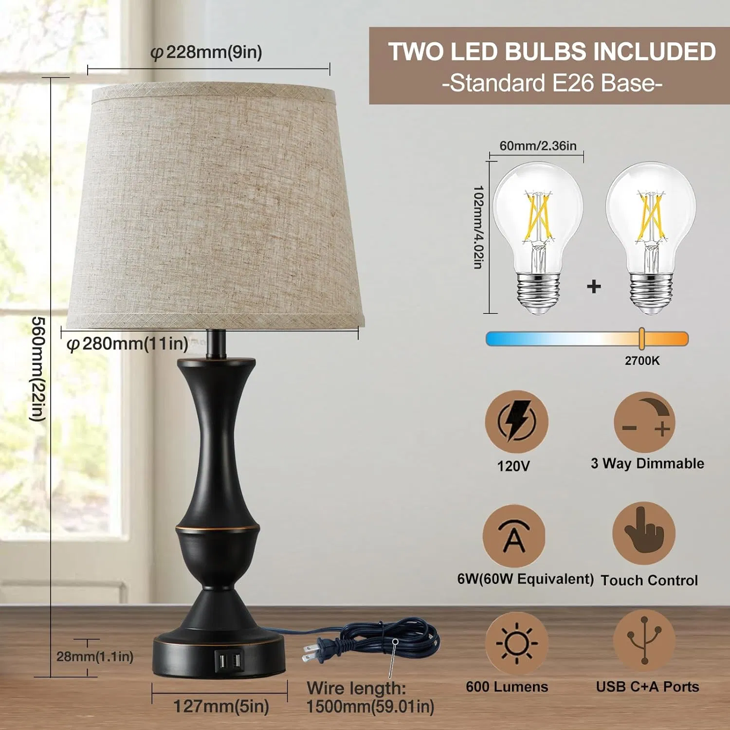 American-Style Elegant Bedside Living Room Adjustable Floor Lamp