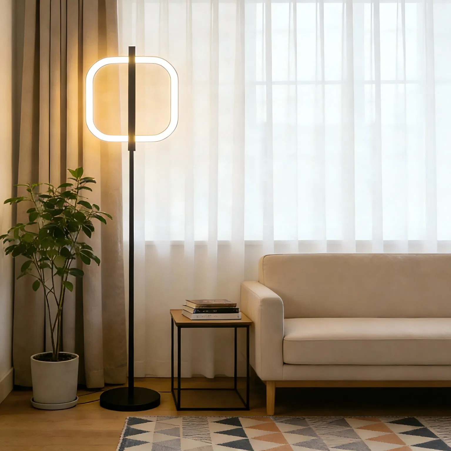 Modern Standing Floor LED Lamp 360° Illumination with acrylic Shade for Livingroom