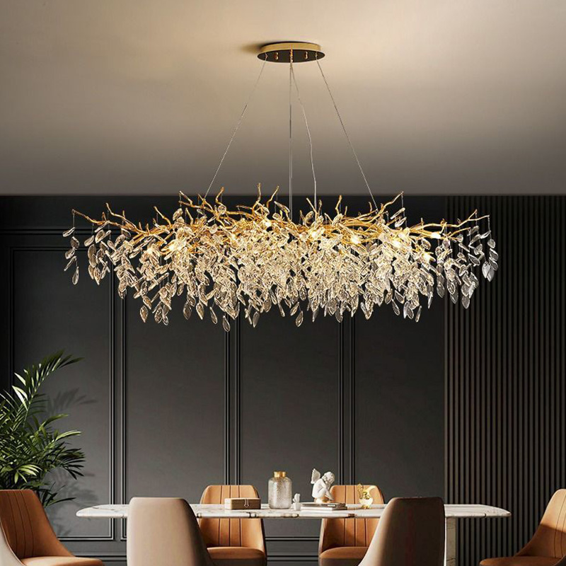 Custom Crystal Chandelier Raindrop Luxury Crystal Pendant Light Tree Branch Chandelier Lighting