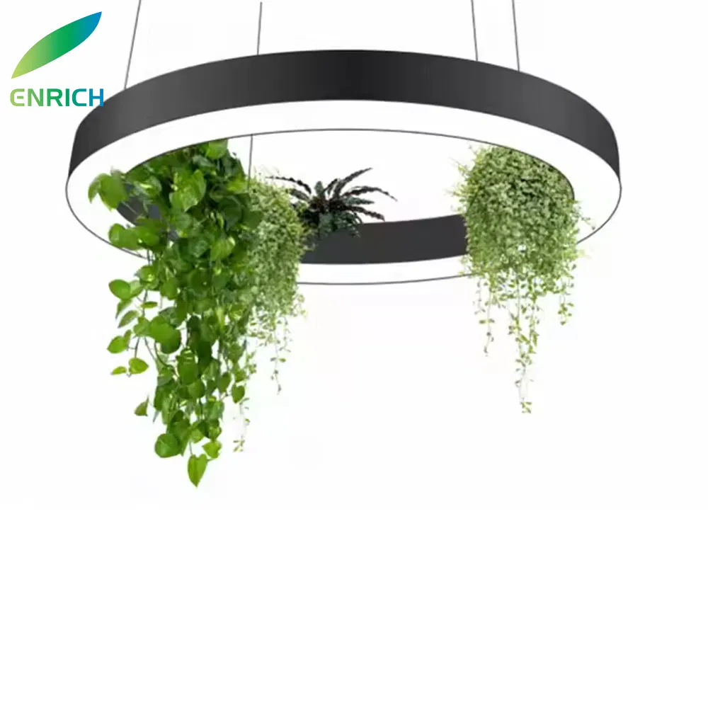 Modern Green Plants Round Circle LED Pendant Linear Light
