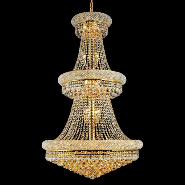 Dining Size Living Room Suspension Luster LED Luxury French Empire Gold Crystal Chandelier Lighting Modern Crystal Pendant Hanging Light