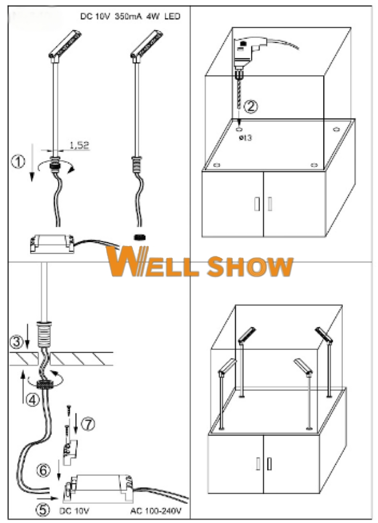 Custom 12V Sliver/Black/Golden LED Museum Display Spot Cabinet Light for Jewelry Display