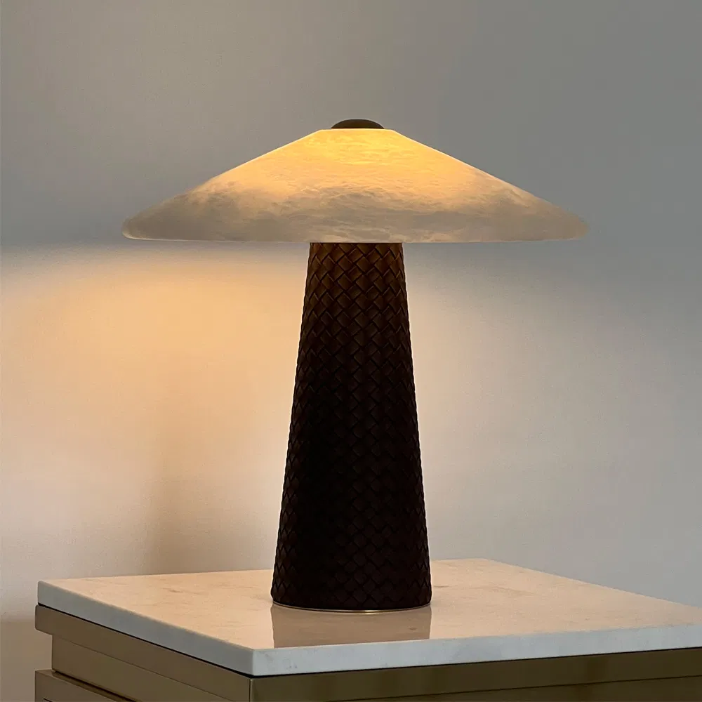 Minimalist Style Natural Marble Leather Eye Caring Table Lamp for Study Living Room Bedroom Desk