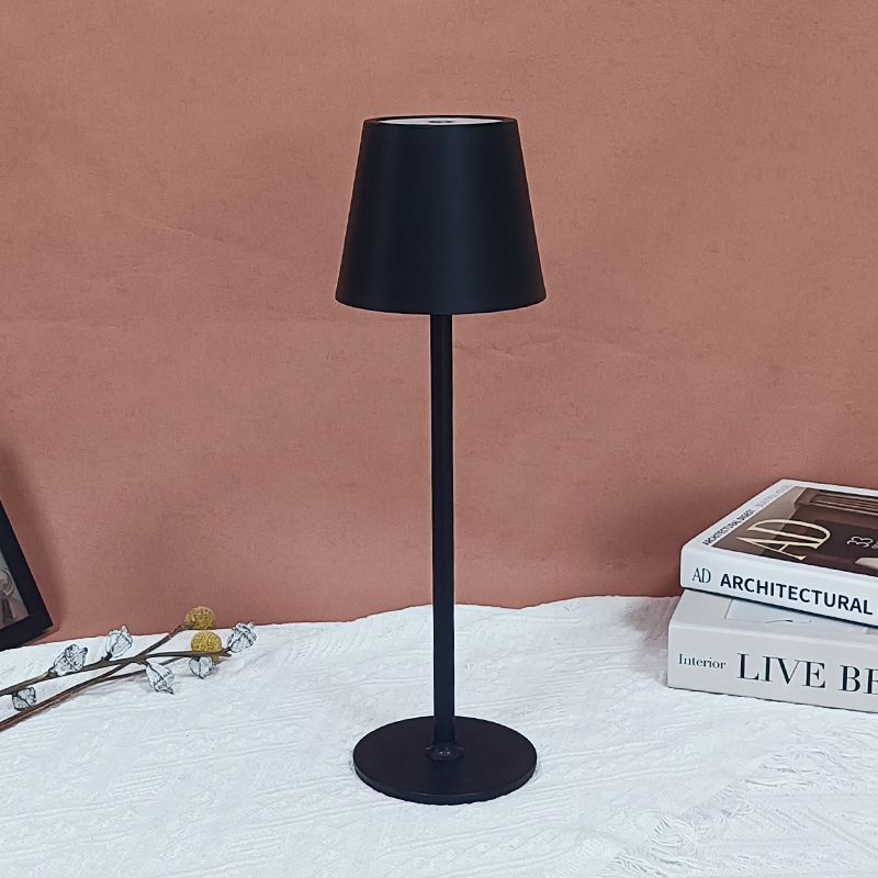 Modern Rechargeable LED Table Lamp with Touch Dimmer, Metal Pole Desk Light, USB Powered for Hotel/Office/Home Decor