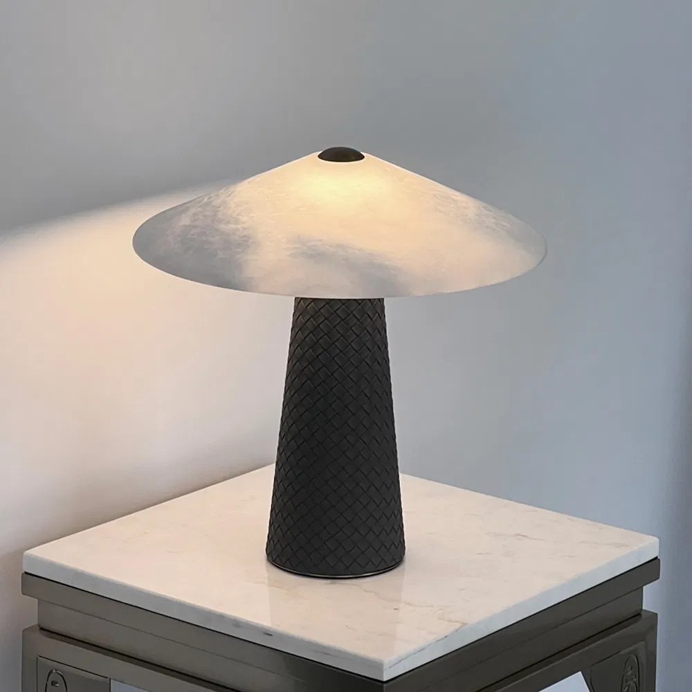 Minimalist Style Natural Marble Leather Eye Caring Table Lamp for Study Living Room Bedroom Desk