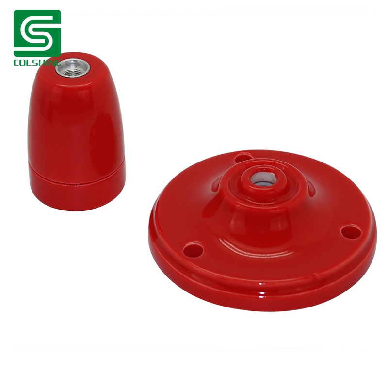 Porcelain Pendent Light Ceramic Ceiling Rose and E27 Lampholder