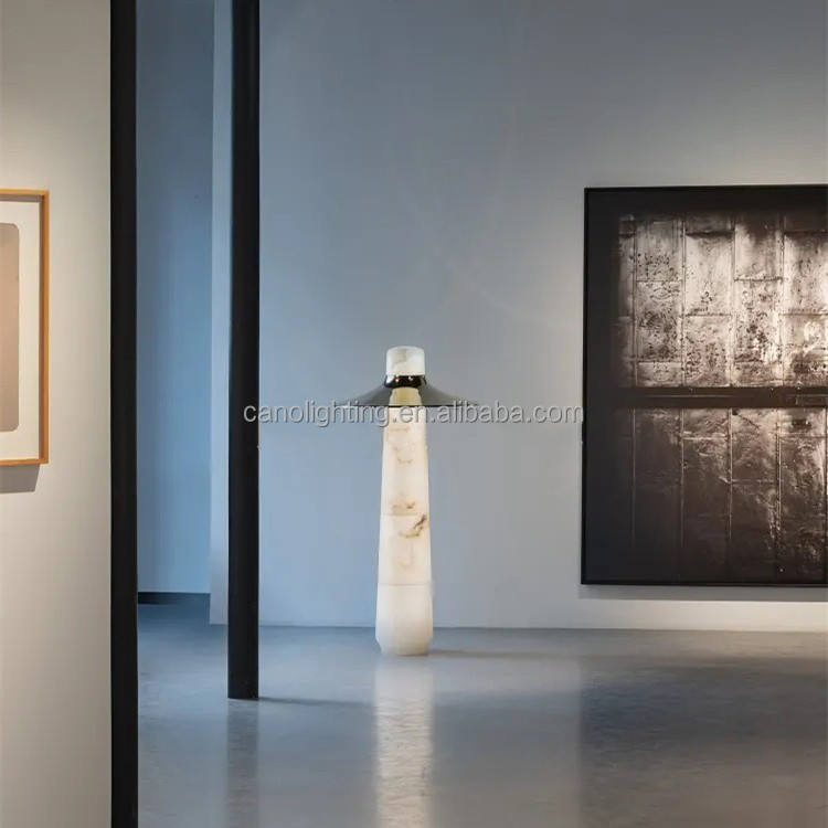 Luxury Designer Living Room Alabaster Floor Light Hotel Villa Shopping Mall Marble Stone Floor Standing Lamps