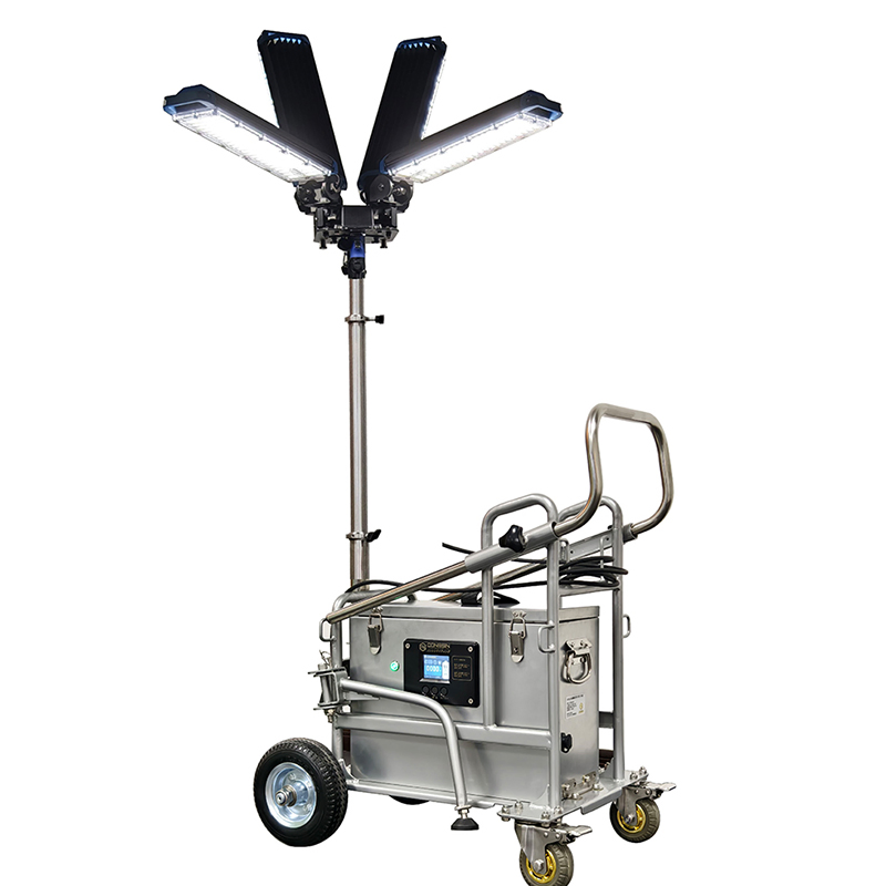 Multi-Angle Industrial Mobile Balloon Light with Cart &amp; Battery Packs