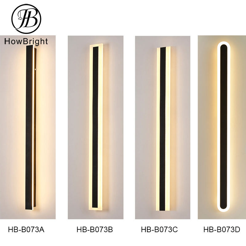 Spliceable Outdoor Wall Sconce Lamp Indoor Bedroom Garden Lights Wall Aluminum Acrylic Waterproof IP65 Black Garden Sconce Long LED Outdoor Wall Lights