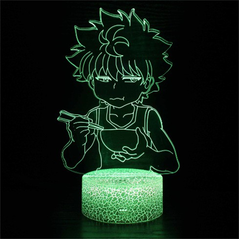 Anime Silhouettes of Killua Figure Light From Hunter X Hunter Otaku Sensor Manga Fans Room Table Lamp