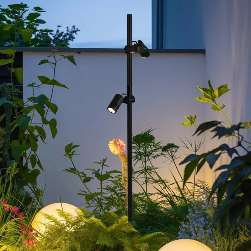 2525new Design Double Heads Outdoor Lawn IP65 Waterproof Garden Bollard Yard Pathway Landscape Spike Light