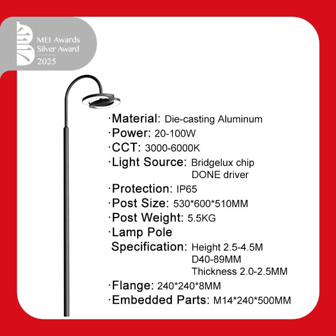50W LED Integrated Solar Lawn Light Outdoor Waterproof Landscape Countyard Walkway Pathway Patio Street Garden Bollard Post Pole Light