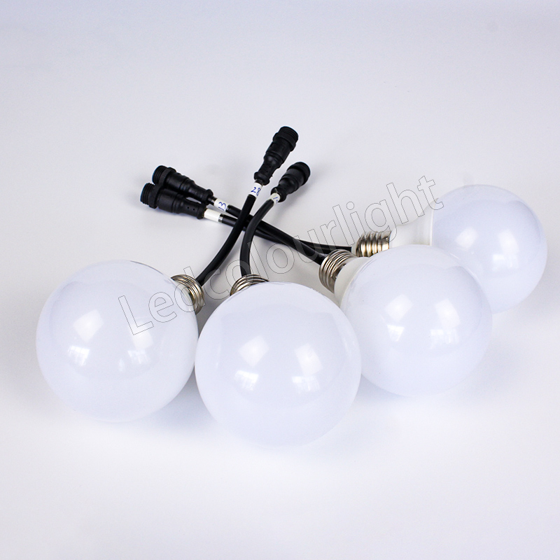 DMX Outdoor Colourful Event Decorative 80mm Addressable E27 LED RGB Bulb Lighting