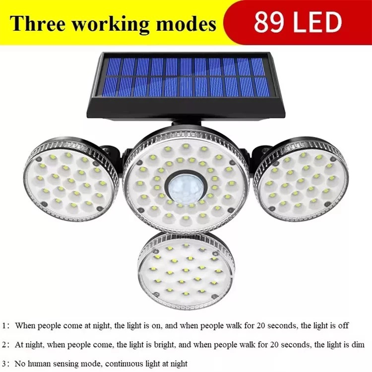 High Quality 89LED Wireless Solar Security Wall Light Waterproof Garden Motion Sensor Solar Flood Security Light