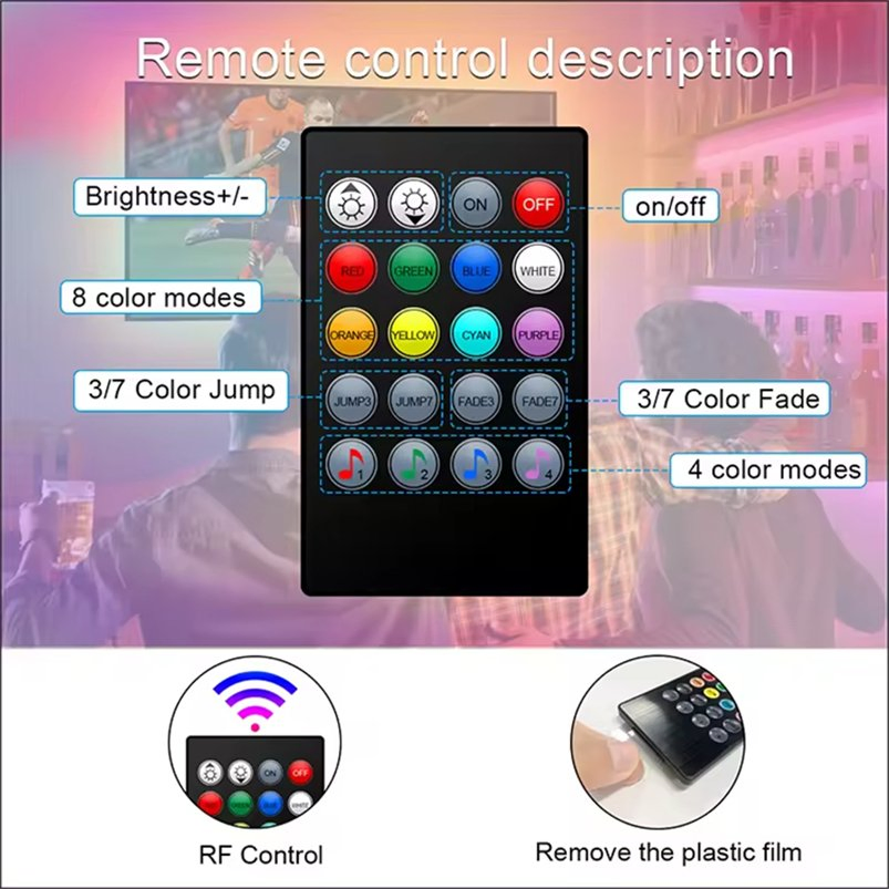 TV LED Kit USB Powered Wireless Accent Ambient Decoration-Light Backlight Strips