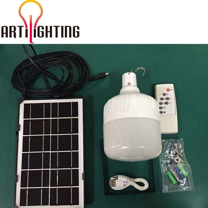Solar Battery Backup Hanging LED Bulb Light Indoor Lamp Emergency Light by USB Charging