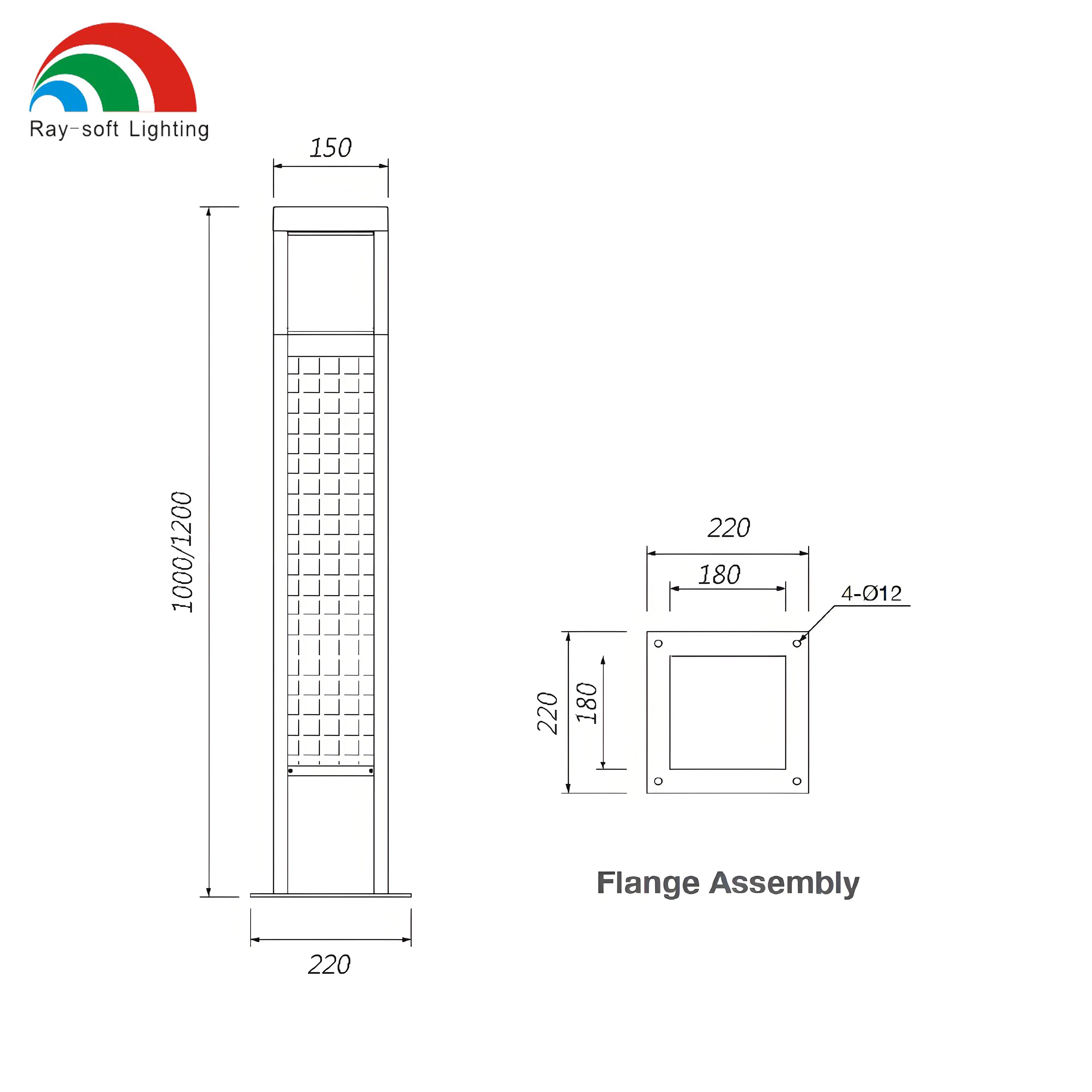 12W High Power Square LED Solar Waterproof Landscape Countyard Walkway Pathway Bollard Lawn Light