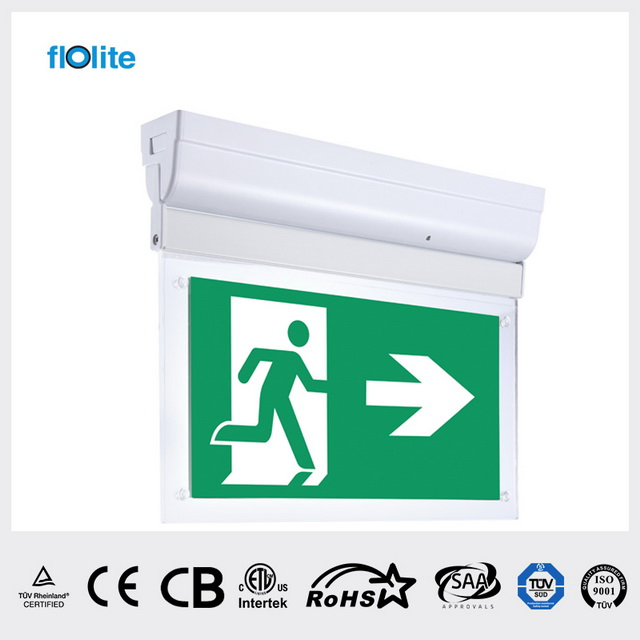 CE/CB/Ukca Certified Doulbe Side LED Rechargedable Battery Backup Emergency Exit Sign Light