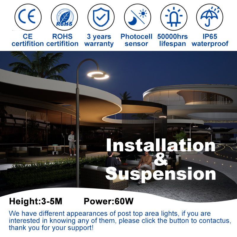 50W LED Integrated Solar Lawn Light Outdoor Waterproof Landscape Countyard Walkway Pathway Patio Street Garden Bollard Post Pole Light