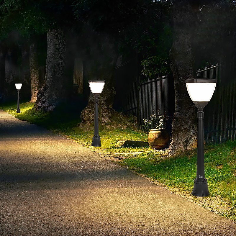 Super Bright Outdoor House Residental Aluminum Pathway Park Garden Bollard 5W LED Solar Lawn Light