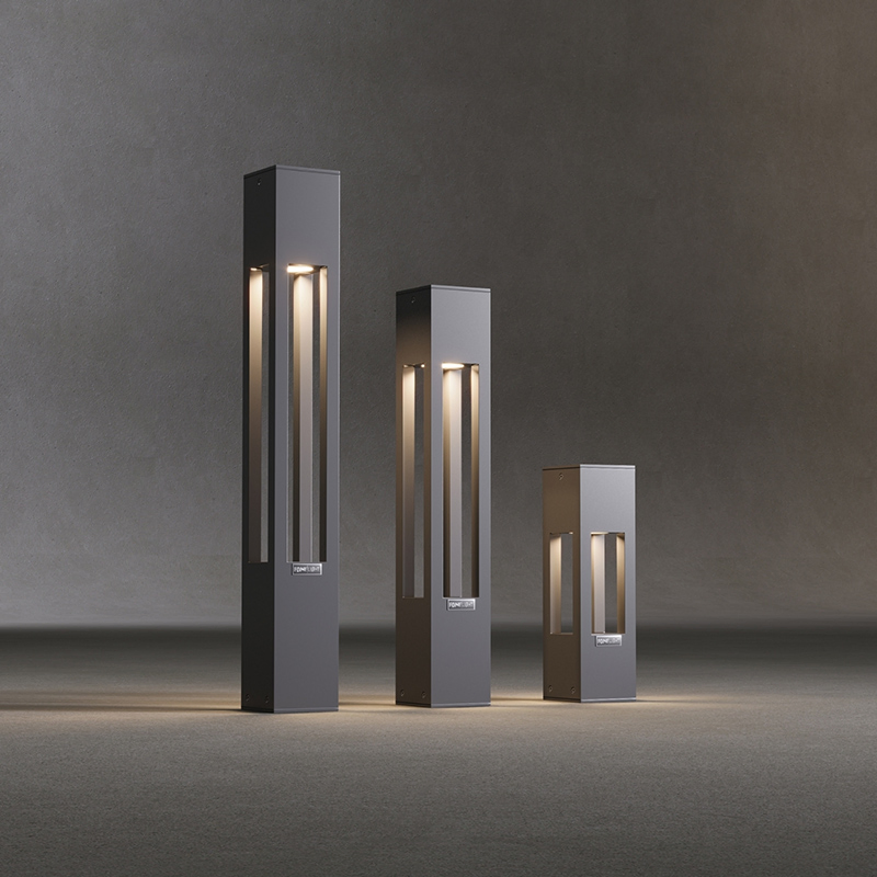 Modern Outdoor Bollard Light Aluminum Solar Garden Post Lamp Warm White LED Landscape Decorative Pathway Lawn Light