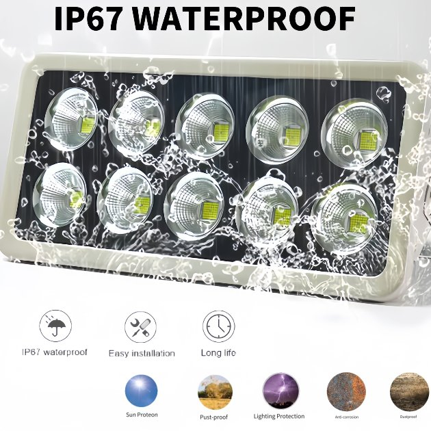 Waterproof Outdoor High Brightness Customizable Tempered Glass Aluminum LED Marine Grade Flood Light for Ports 400W 600W