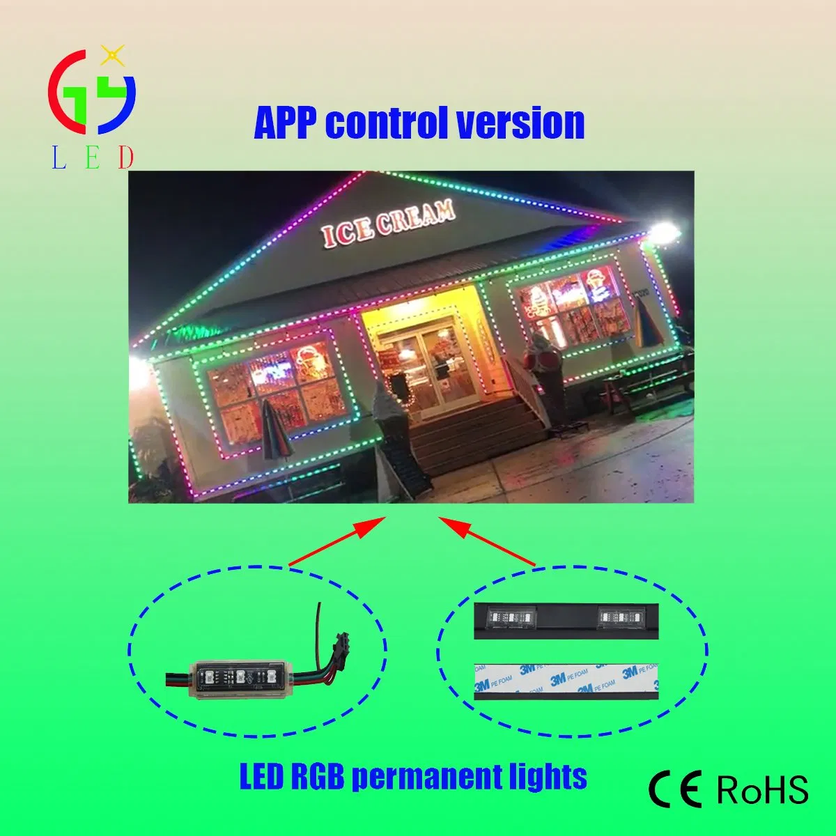 Vivid LED 6SMD Christmas Permanent Lighting Chain for Holidays Architectures Roofline Signs