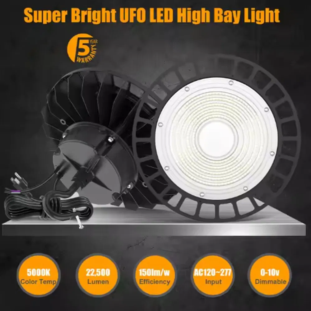 Opulent 50W 100W 150W 200W 250W 300W Highbay LED Shop Light 180lm/W Indoor Outdoor Warehouse Factory Fixture UFO Light High Bay Lights