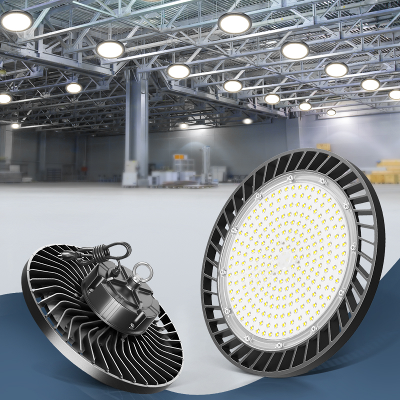 Industrial Commercial Lighting Highbay Fixture 100W 150W 200W IP65 Round Pendant Warehouse Shop Light UFO LED High Bay Lights