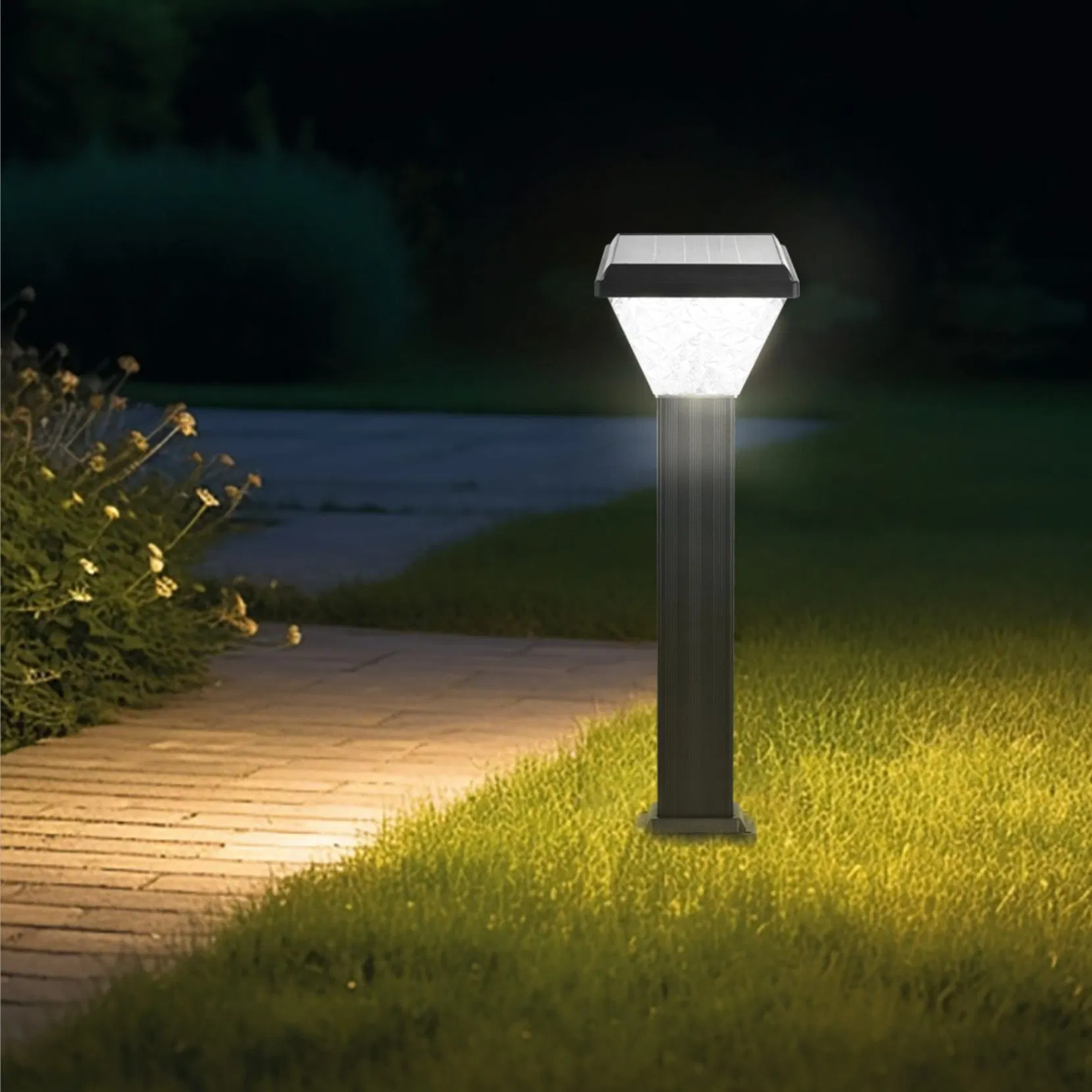 Outdoor Landscape Pathway Decorative Lights Solar Powered Pillar Bollard Lights