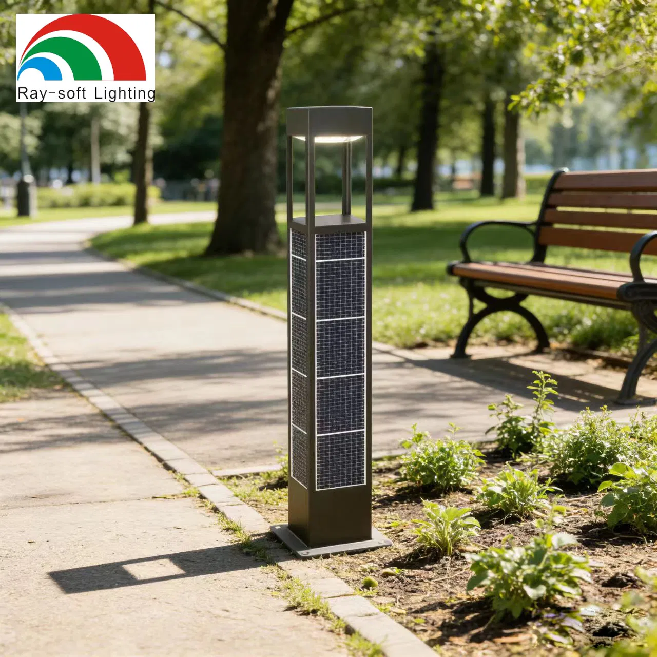 12W High Power Square LED Solar Waterproof Landscape Countyard Walkway Pathway Bollard Lawn Light
