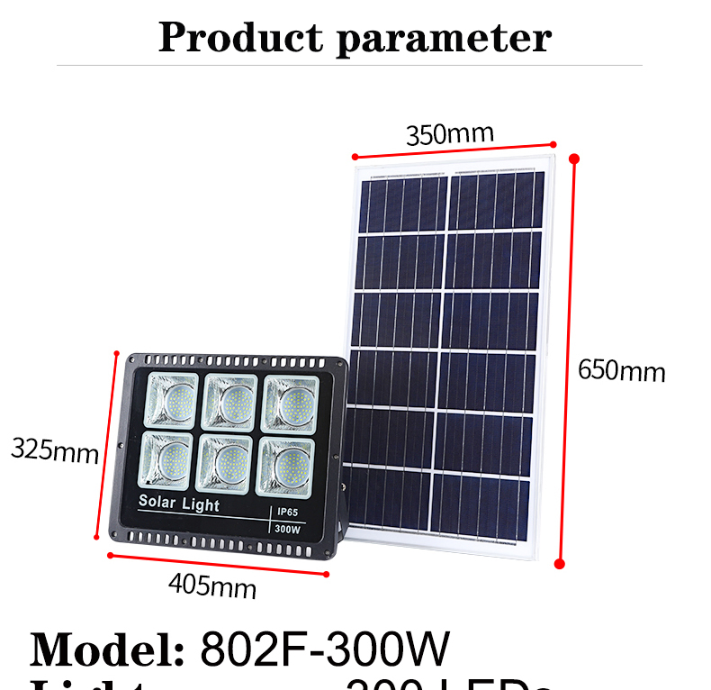 300W IP66 Waterproof Solar SMD LED Outdoor Billboard Flood Light Easy Install