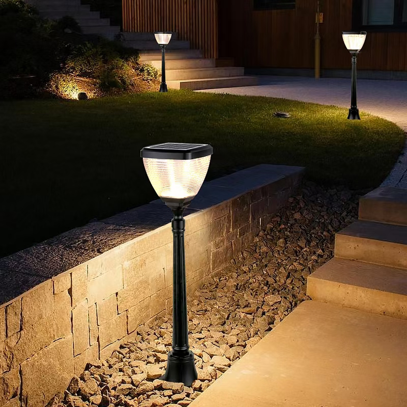 Super Bright Outdoor House Residental Aluminum Pathway Park Garden Bollard 5W LED Solar Lawn Light