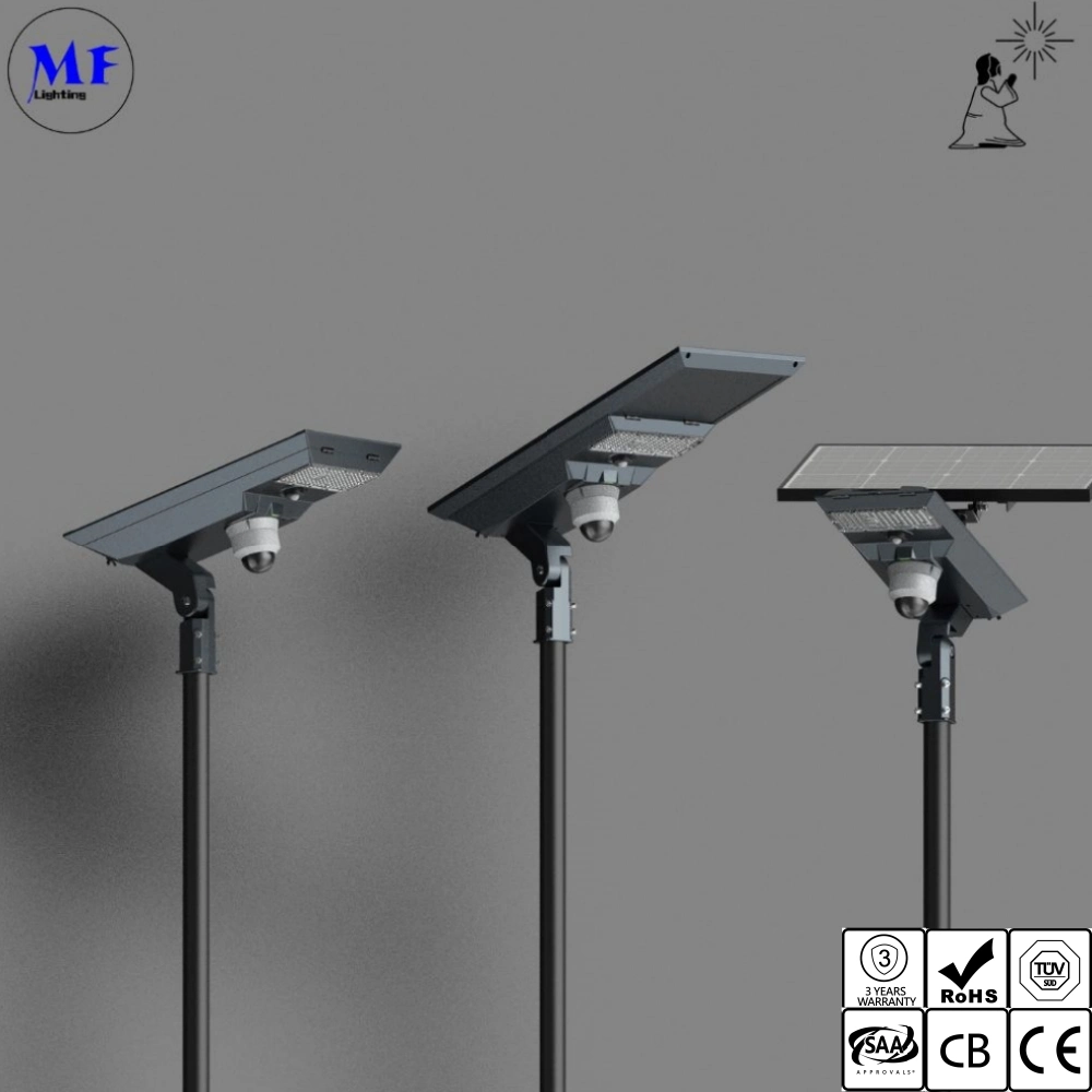 SAA TUV 3 Years Warranty IP66 Waterproof Outdoor LED Solar Street Light with Motion Sensor CCTV Camera Dimming for Smart City Urban Road Parking Lot Park