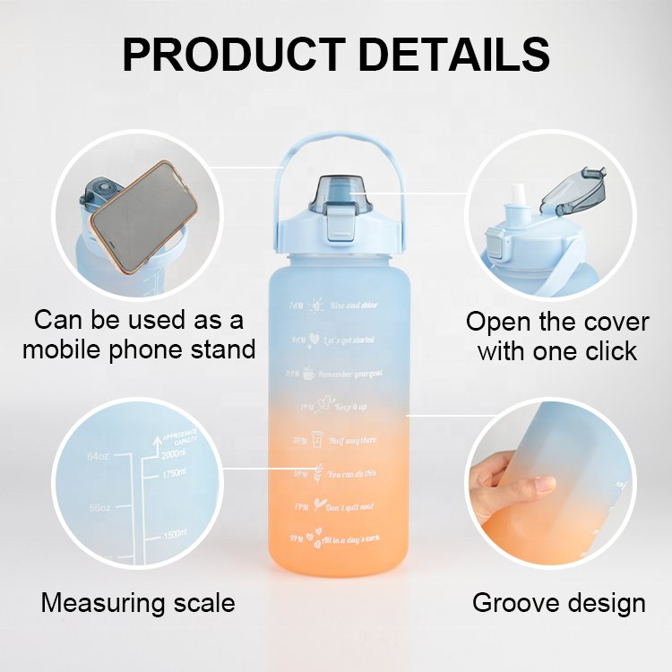 3PCS Outdoor Sport Gym BPA-Free Plastic Fitness Motivational Water Bottles Set