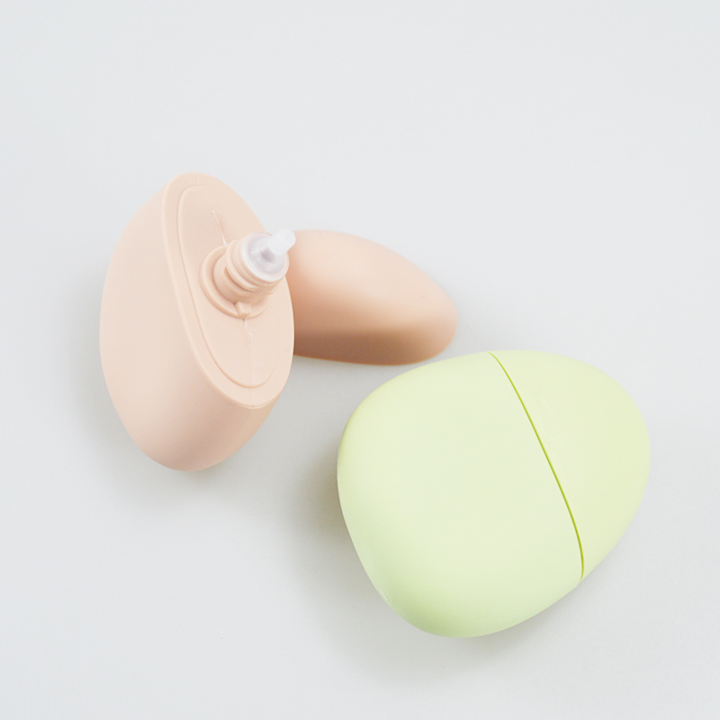 New Design HDPE Egg Shape Container Plastic Squeeze Plush Touch Feeling Sunscreen Bottle