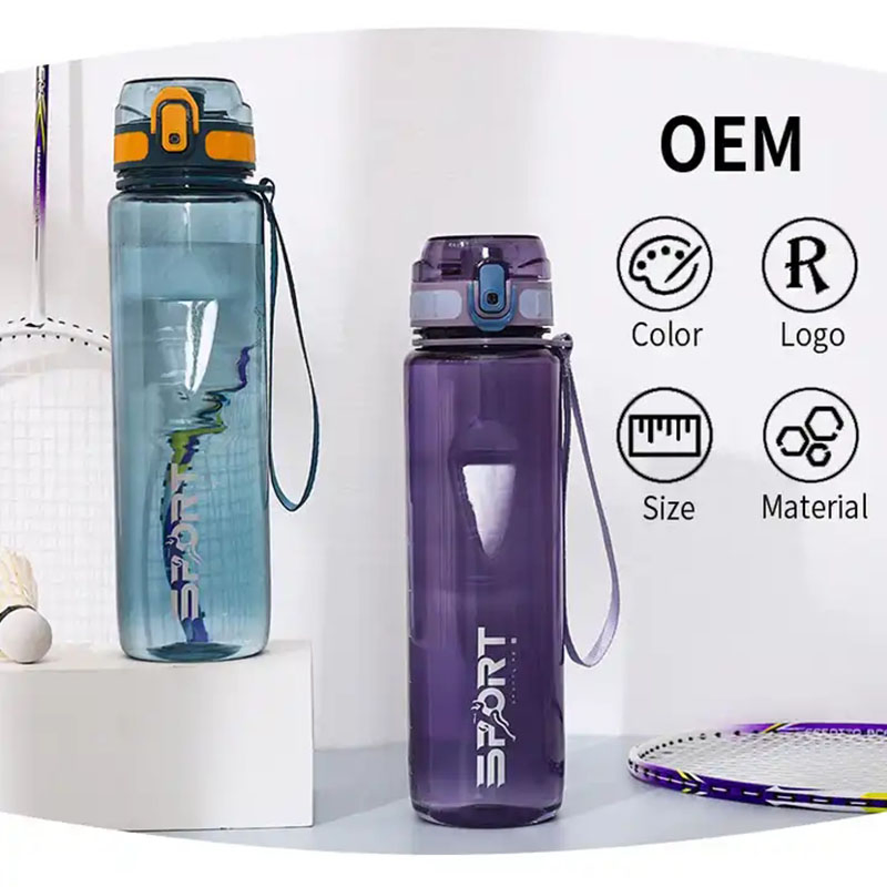 Wide Mouth Leakproof Sports Plastic Water Bottle 1000ml Clear Bottles
