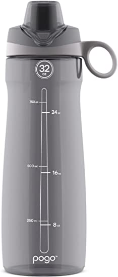 BPA-Free Plastic Sport Water Bottle with Lid and Handle with Scale