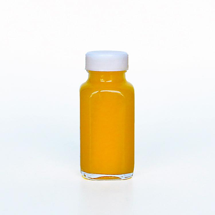 60ml 2oz Small Glass Clear French Square Juice Glass Bottle with Plastic Aluminum Screw Cap